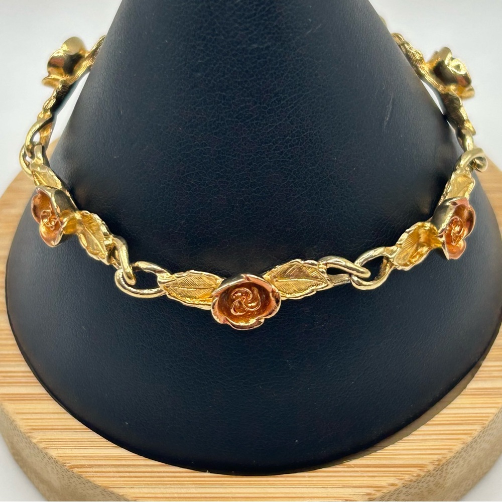 Vintage 70's Collectible Avon “Burnished Rose Collection” Gold Tone Bracelet